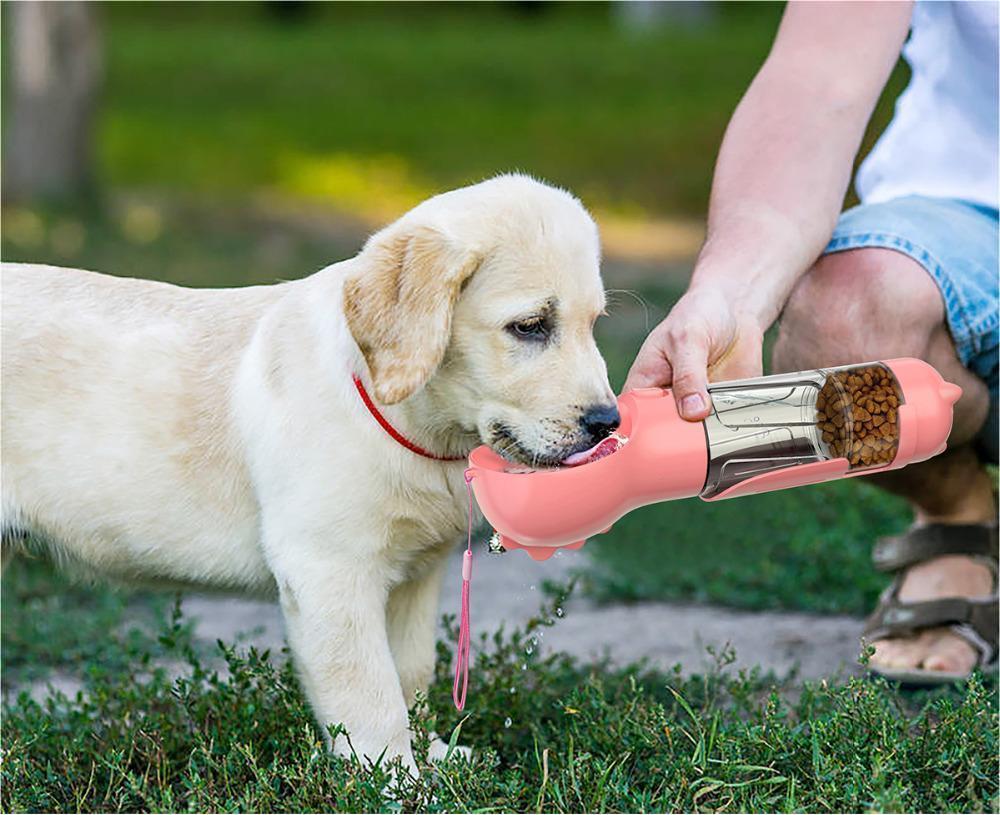 Pet Water Bottle Feeder Bowl Garbage Bag Storage Portable Pet Outdoor Travel 3 In 1 Dog Water Bottle - Fuzzy Mellow