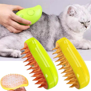 3-in-1 Electric Cat & Dog Steam Brush for Grooming & Hair Removal - Fuzzy Mellow